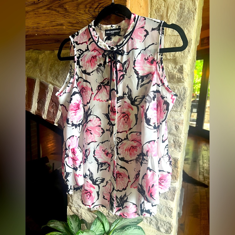 Karl Lagerfeld Women’s Blouse w Cold Shoulders.